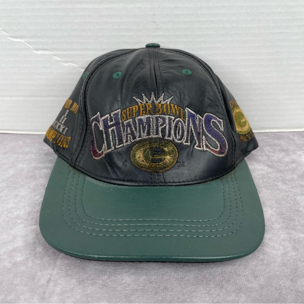 Vintage Green Bay Packers Super Bowl Leather Hat Snapback NFL Super Bowl 1997